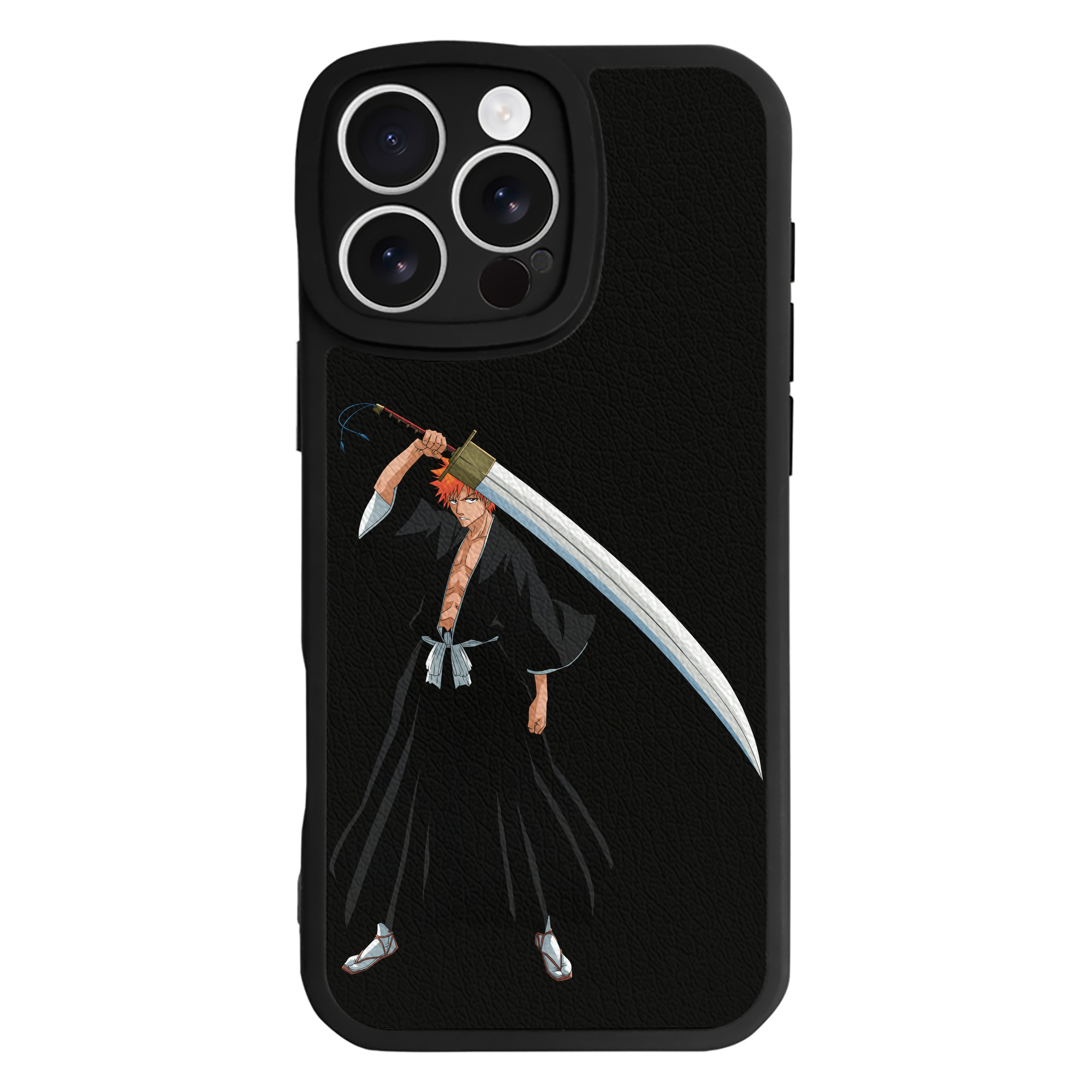 ブリーチ 黒崎一護（くろさき いちご）BLEACH Kurosaki Ichigo 【iPhone 16シリーズ対応】シリコンスマホケース（レザー調） 材質：シリコン